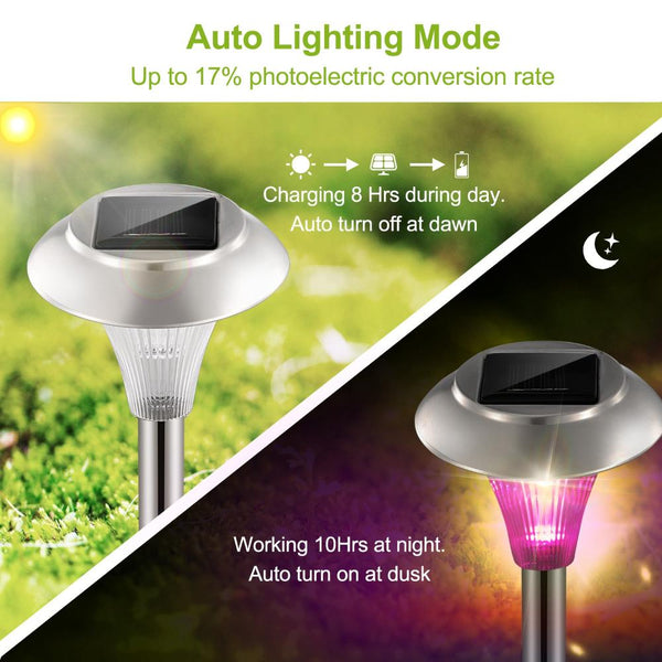 8 Pack Solar Garden Lights Outdoor Waterproof Solar Pathway Color Changing Landscape Lamps