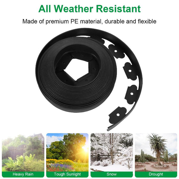 No-dig Landscape Edging Kit 32.8FT Plastic Garden Border 30 Stakes Flower Tree Beds