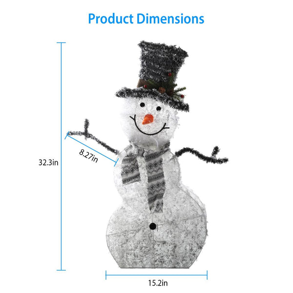 LED Christmas Snowman Decoration Collapsible Battery Lighted Outdoor Garden Light