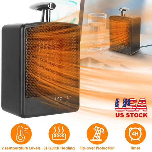 1000W Small Portable Electric Space Heater Personal Tip Over & Overheat Protection Adjustable Temp