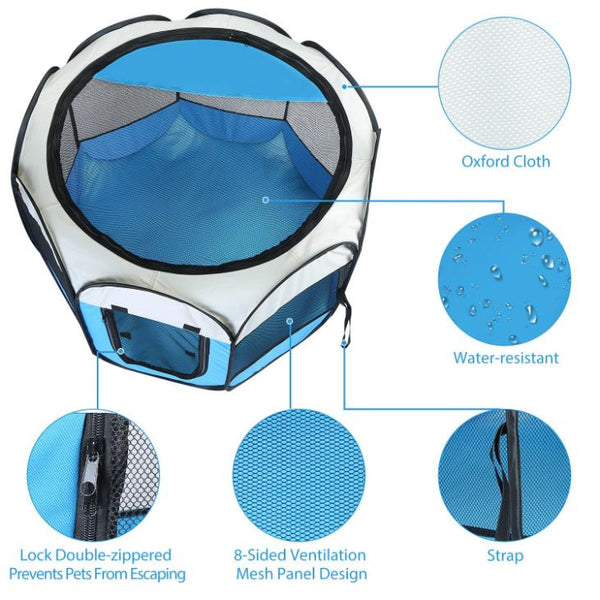 Portable Foldable Pet Tent Exercise Pen Kennel Removable Water Resistant Outdoor Use