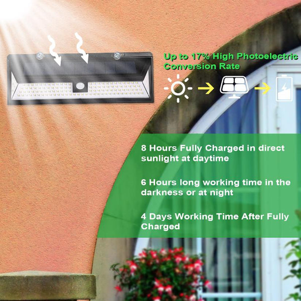 Solar Lights 118 LED Solar Wall Light Outdoor Motion Sensor Lamp 270° Wide Angle
