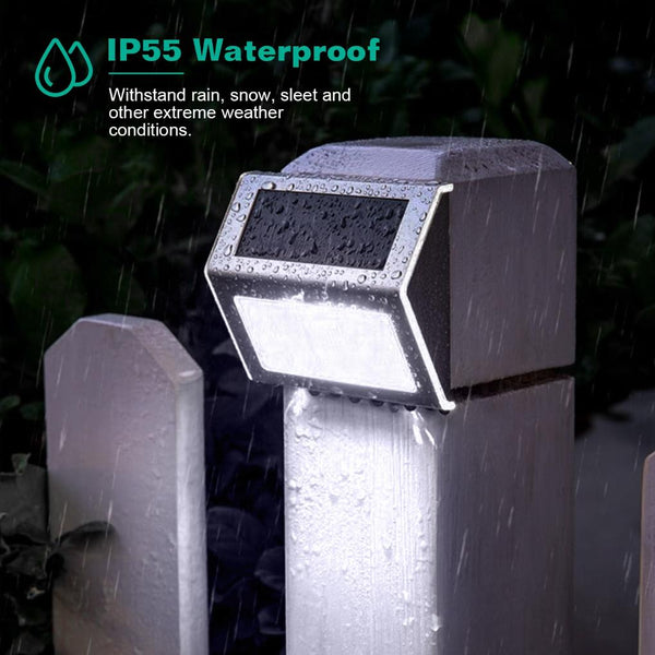 6 Pack Solar Step Lights Outdoor Deck Lights LED Fence Lamps Outside Garden Backyard Patio