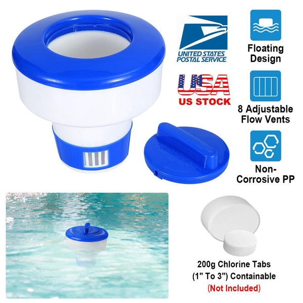 Floating Pool Chlorine Dispenser Chemical Holder Tablet Swimming Pools Spa Hot Tub