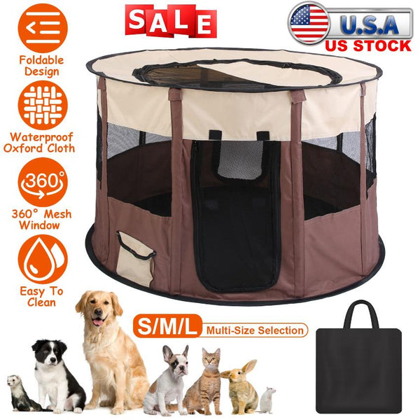 Portable Pet Playpen Travel Foldable Waterproof Outdoor Cage Tent Cover Dog Cat Rabbit