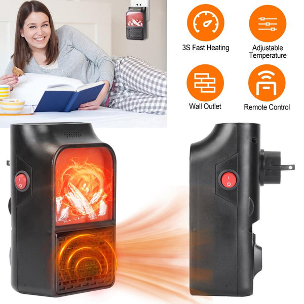 800W Plug-In Space Heater Wall Outlet Heater Rotatable Adjustable Temp
