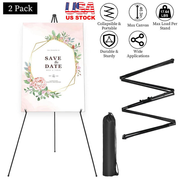 2 Pack Easel Stand A Frame Tripod for Display Iron Alloy Wedding Poster Art Drawing Meeting