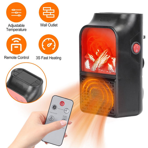 800W Plug-In Space Heater Wall Outlet Heater Rotatable Adjustable Temp