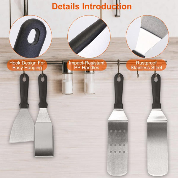 7Pcs Griddle Accessories Kit Stainless Steel BBQ Grilling Utensil Tools Barbecue Set