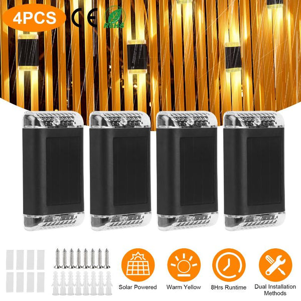 4Pack Solar Powered Wall Sconce Lights Rechargeable Optical Sensor Lamp Outdoor Lamps