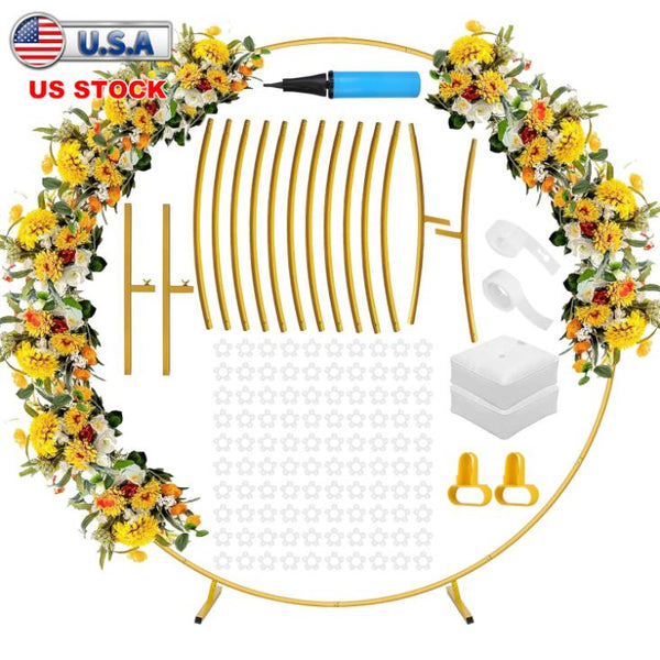 7.3FT Metal Round Arch Reusable Circle Backdrop Stand Wedding Party Arch Frame