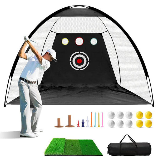 10x7FT Golf Practice Net Golf Training Aids Driving Hitting Nets Turf Golf Mat Target Cloth