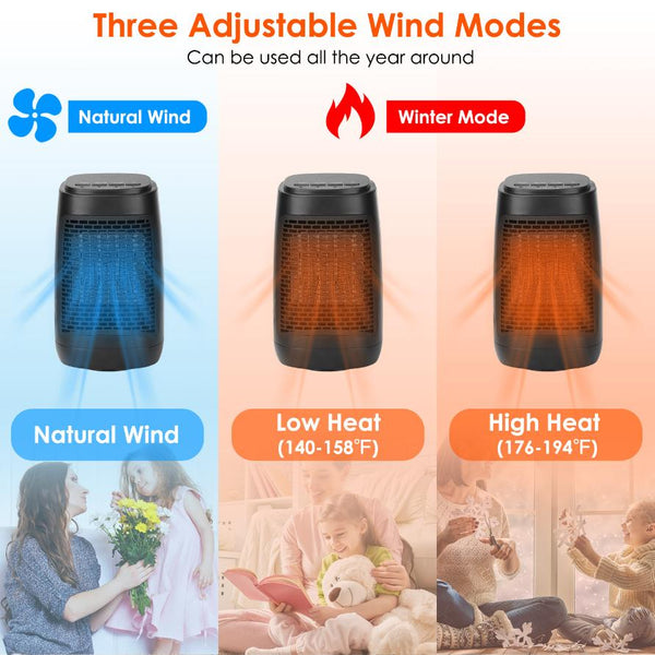 1500W Personal Oscillating Portable Electric Space Heater Personal Fan Ceramic Heater