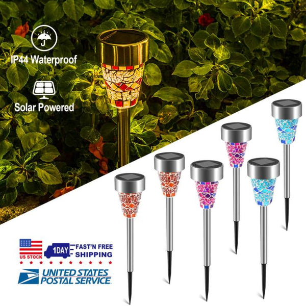 6 Pack Solar Garden Lights Outdoor Solar Pathway Lights Water-resistant Landscape Lights