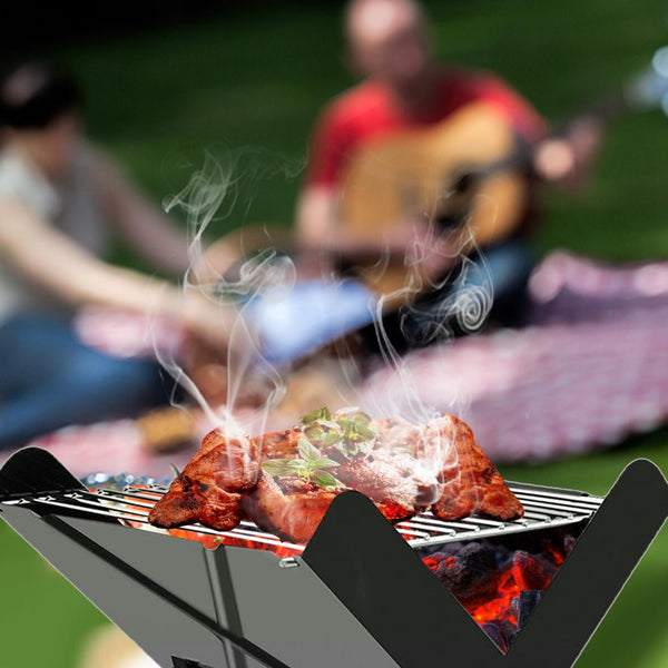 Foldable BBQ Grill Charcoal Barbecue Portable X Grill Tabletop Outdoor Smoker BBQ for Camping Picnic Outdoor Party