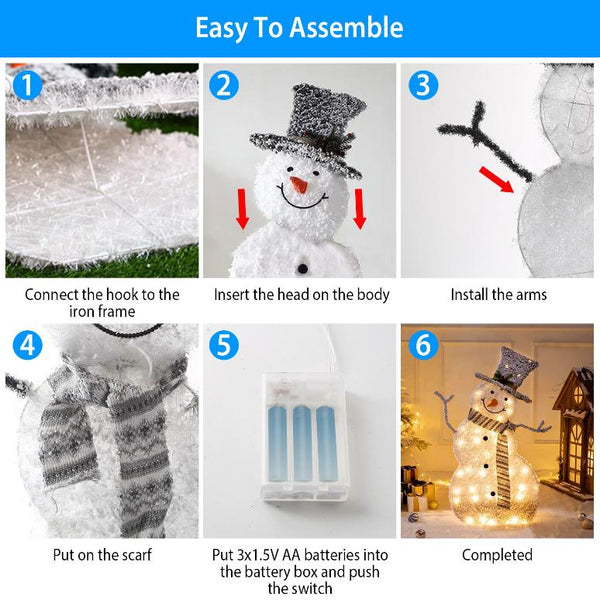 LED Christmas Snowman Decoration Collapsible Battery Lighted Outdoor Garden Light