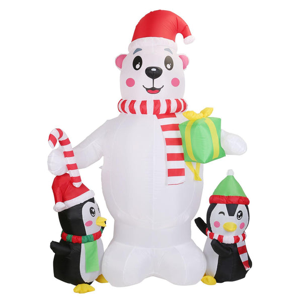 5.9FT Christmas Inflatable Outdoor Decoration Polar Bear Penguin Yard Blow Up Built-in Air Blower