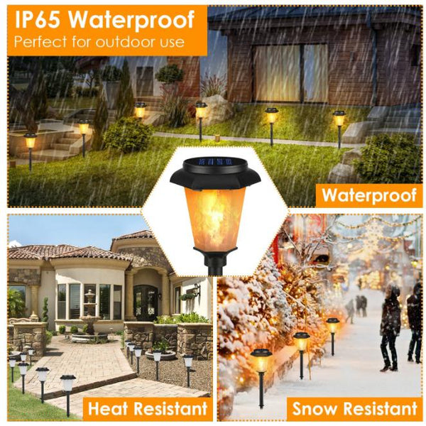 2 Pack Solar Flame Torch Light Flickering Flame Stake Lamp Decorative Landscape Lamp