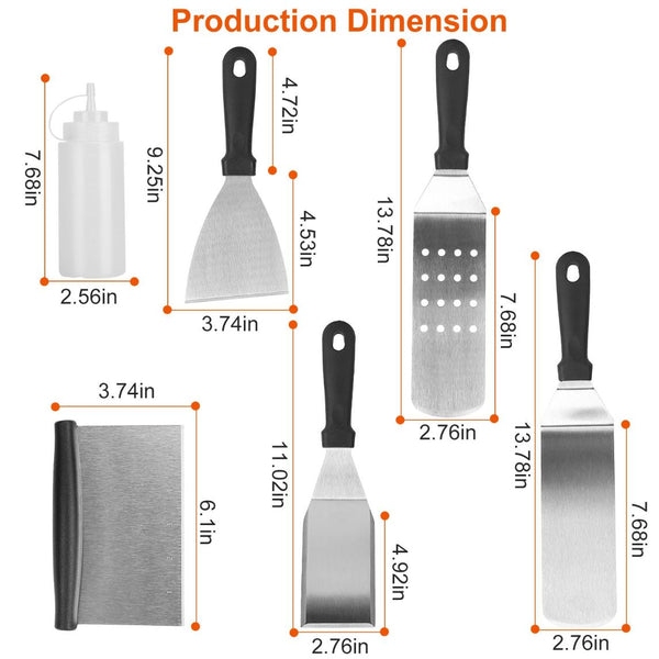 7Pcs Griddle Accessories Kit Stainless Steel BBQ Grilling Utensil Tools Barbecue Set