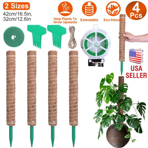 4Pcs Coco Coir Extendable Moss Pole for Climbing Plants Plant Support Jute Rope