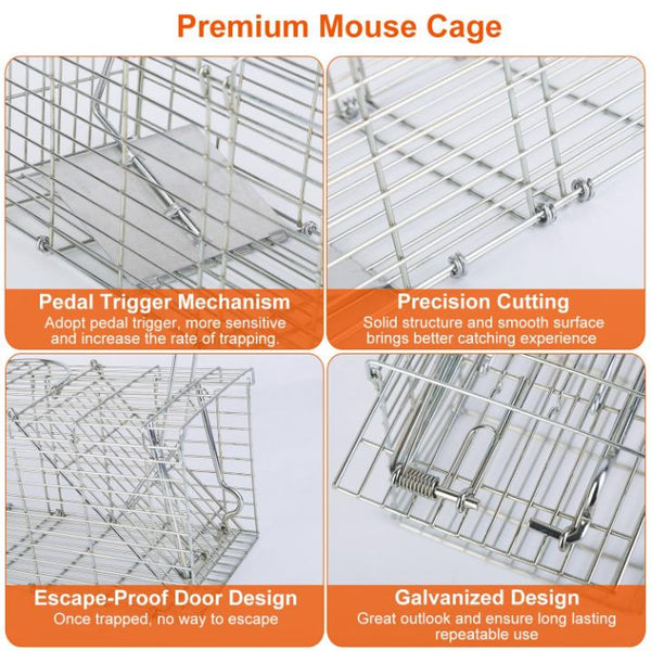 Foldable Rat Trap Cage Humane Live Rodent Trap Cage Metal Mice Mouse Control Bait Catch