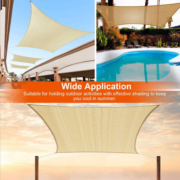 Rectangle Shade Sails Top Canopy 98% UV Block Awning Shelter Patio Cover 185GSM HDPE with Snap Hooks Ropes for Outdoor Garden Backyard
