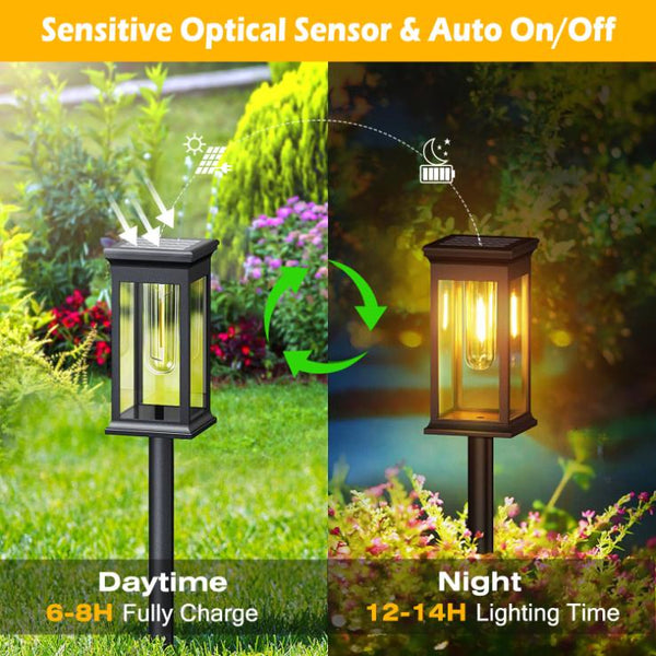 6 Pack Solar Powered Stake Lights Outdoor Pathway Decorative Landscape Lamps
