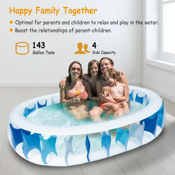 Inflatable Oval Swimming Pool For Kids Blow Up Foldable Swim Ball Pool Backyard Beach 90×60×20 inch
