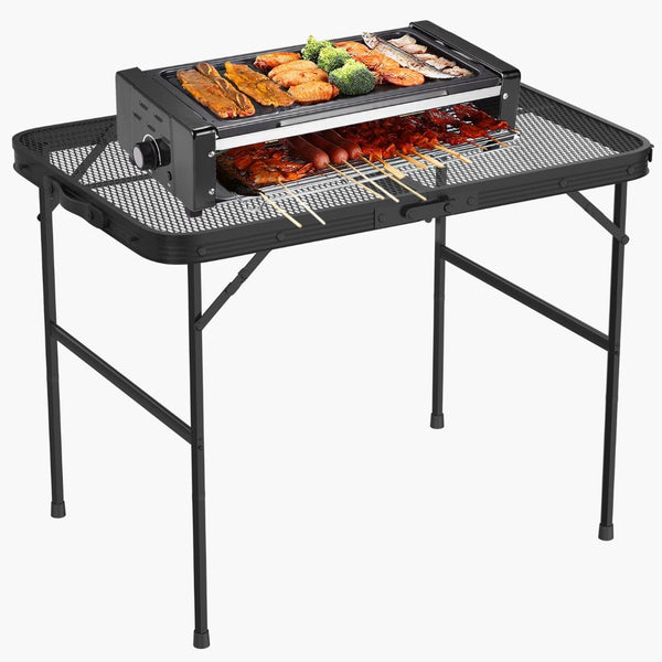 Foldable Camping Table Collapsible Picnic Aluminum Alloy Grill Stand 88LBS Max Load Height Adjustable BBQ Table