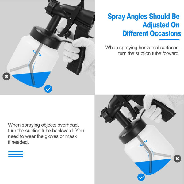 800ML Paint Spray Painter 650W Paint Sprayer Machine 800ML/Min Output HVLP Oil Primer Water Sprayer w/ 3 Spraying Patterns Motor Strap Detachable Cont