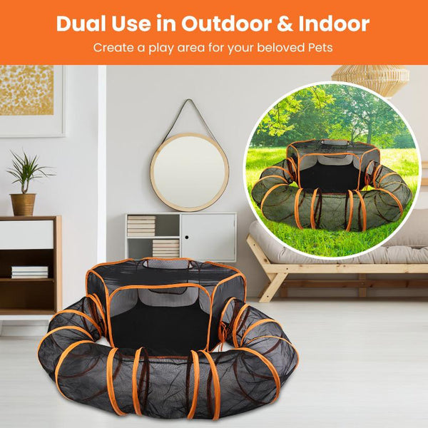 Pet Play Tent with Tunnel Pet Enclosure Playground Indoor Outdoor Dog Cat Rabbit