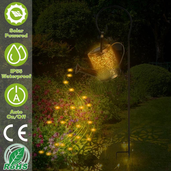 Solar Powered Watering Can Garden Stake Light LED Garden Fairy Decoration