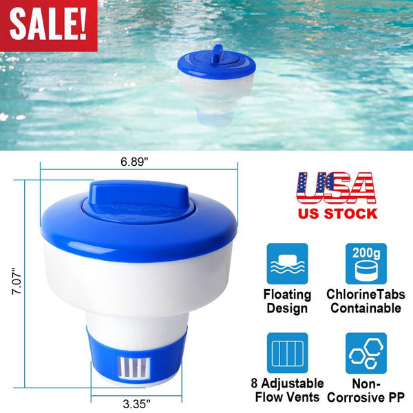 Floating Pool Chlorine Dispenser Chemical Holder Tablet Swimming Pools Spa Hot Tub