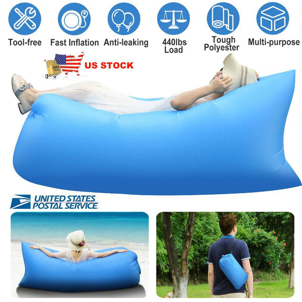 Inflatable Lounger Air Sofa Lazy Bed Sofa Portable Bag Water-Resistant Lake Beach Camping