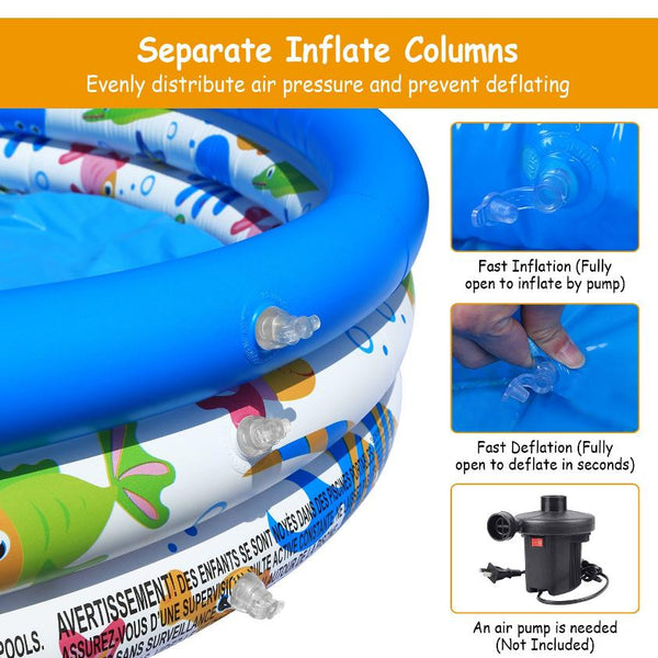 4 FT Diameter Small Inflatable Round Swimming Pool Blow Up For Kids Swim Ball Pool Center For Backyard Beach