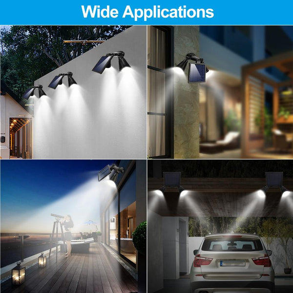Solar Powered Lights Outdoor Motion Sensor 2000 Lumen Dual Head Spotlights