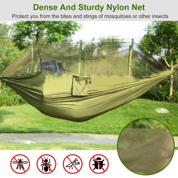 2 Person Hammock w/ Mosquito Net Outdoor Hiking Camping Portable Swing Hanging Bed 600lb Load