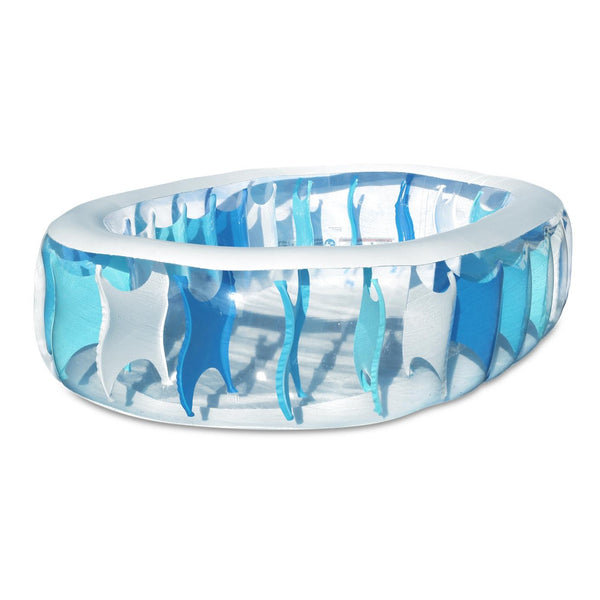 Inflatable Oval Swimming Pool For Kids Blow Up Foldable Swim Ball Pool Backyard Beach 90×60×20 inch