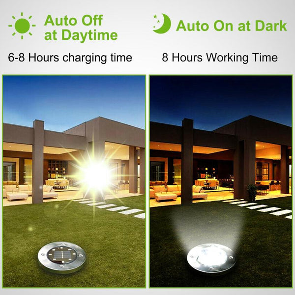 4 Pack Solar Powered Ground Light Outdoor Waterproof In-Ground Stake Path Lamps