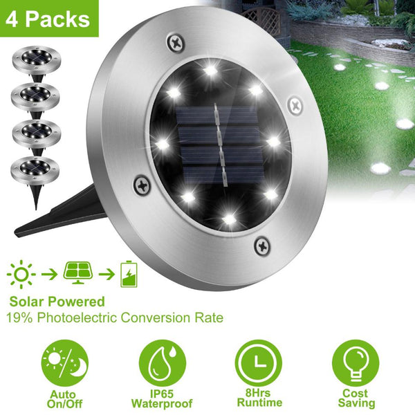 4 Pack Solar Powered Ground Light Outdoor Waterproof In-Ground Stake Path Lamps