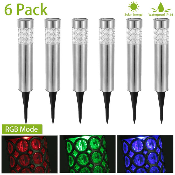 6 Pack Outdoor Solar Light Waterproof RGB Garden Lamp Landscape Lawn Décor Light