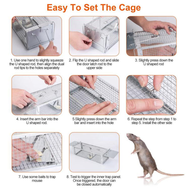 Humane Dual Door Rat Trap Cage Live Rodent Metal Mesh Mice Mouse Control