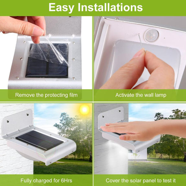 Solar Wall Lights Outdoor 16LEDs Stair Lamps Motion Sensor Night Lamps Wall Mount