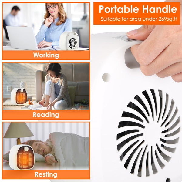 1000W Portable Electric Heater Cooler PTC Ceramic Space Heater Heating Space for 269 sqft