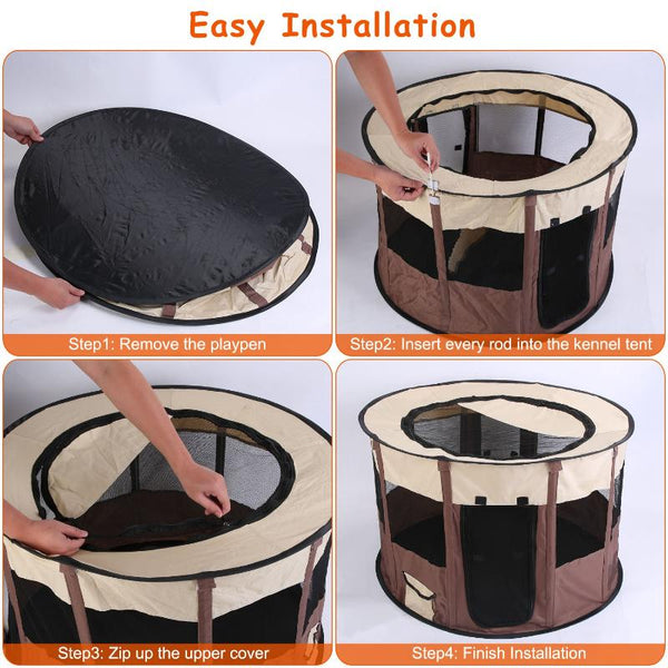 Portable Pet Playpen Travel Foldable Waterproof Outdoor Cage Tent Cover Dog Cat Rabbit