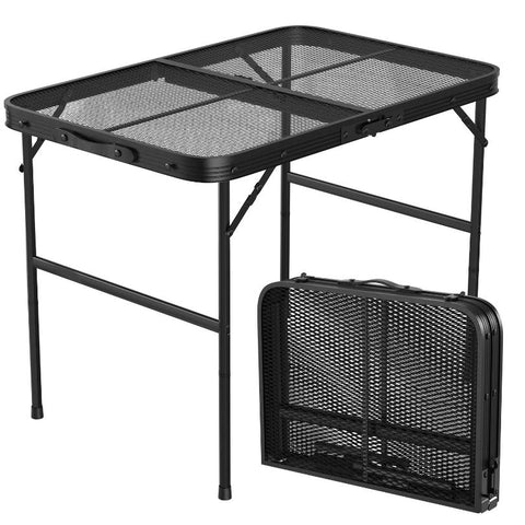 Foldable Camping Table Collapsible Picnic Aluminum Alloy Grill Stand 88LBS Max Load Height Adjustable BBQ Table