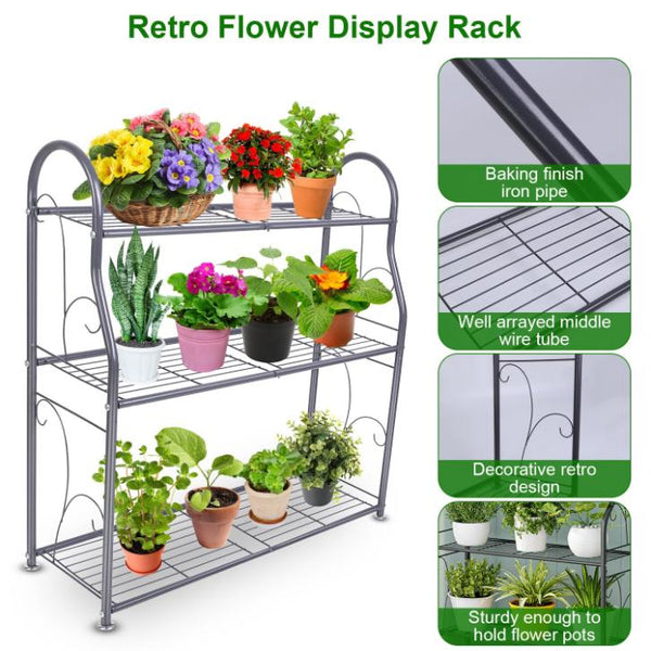 3 Tier Plant Stand Shelf Flower Pot Holder Display Rack 88LBS Utility Storage Organizer