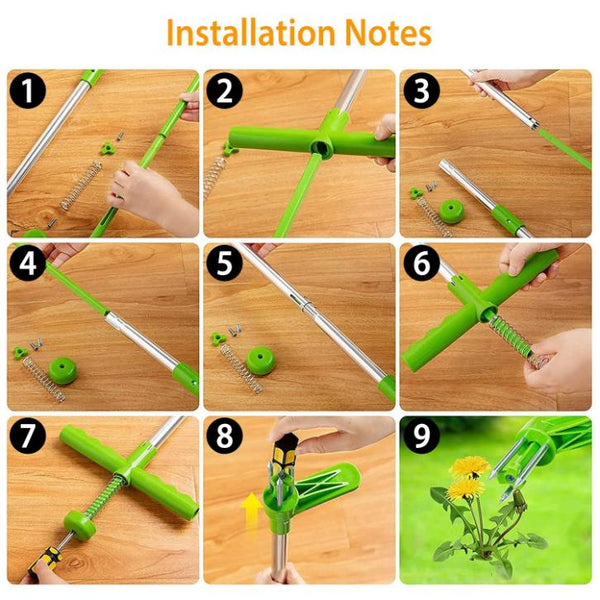 Weed Puller Twister Stand Up Root Removal Hand Tool 3 Claws Aluminum Grass Manual Remover 38.98in Long Handle w/ Foot Pedal