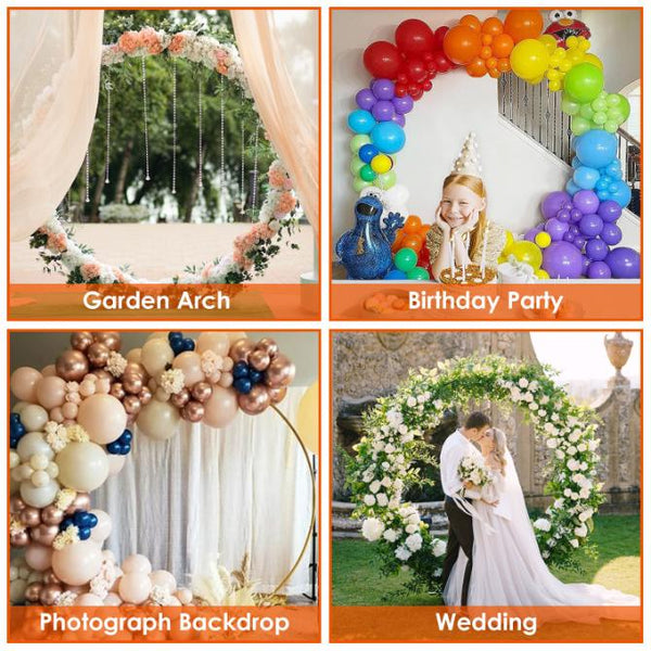 7.3FT Metal Round Arch Reusable Circle Backdrop Stand Wedding Party Arch Frame
