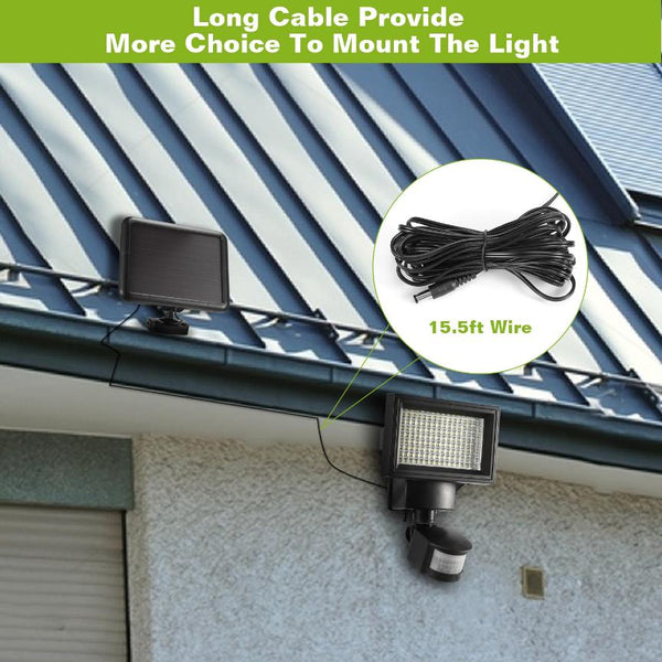 Solar Wall Lights 120 LEDs Flood Lights Outdoor 120° Motion Sensor Separate Panel